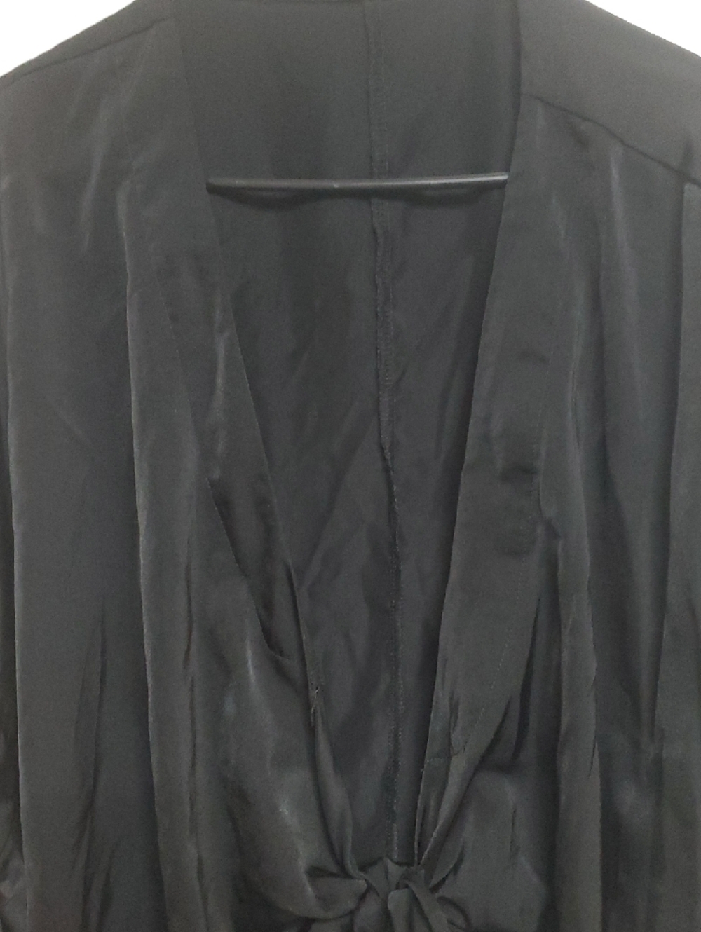 Silk Black Tie-Front Open Cardigan - Picture 3 of 8